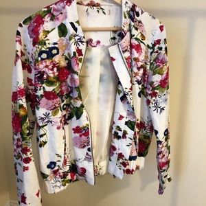 Floral Linen Bomber Jacket